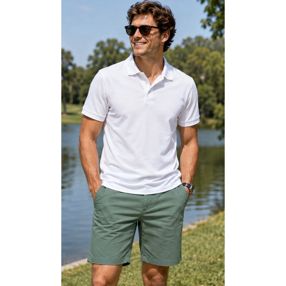 Saddlebred Mens Comfort Flex Flat Front Shorts Farmer Sage Green 9 Inseam 32